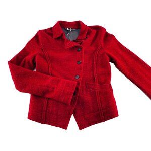 Free People Womens Red Wool Button-Up Jacket Size Medium Women's
